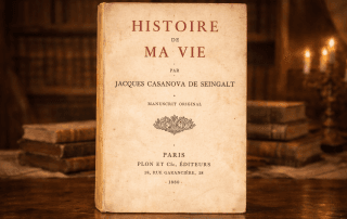 Couverture ancienne du livre Histoire de ma vie de Giacomo Casanova, mémoires libertines du XVIIIᵉ siècle