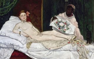Olympia d'Édouard Manet représentant une femme nue regardant directement le spectateur, illustration des biais cognitifs, de la perception sociale et de la liberté des corps dans une réflexion sur le libertinage.